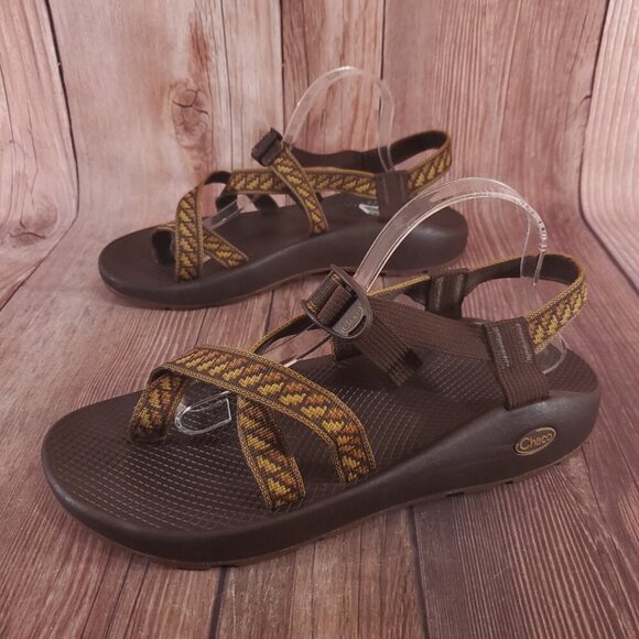 Chaco Z/2 Mens Size 12 Classic Geometric Pattern Pattern Brown Tan Sandals Beach - Picture 1 of 14